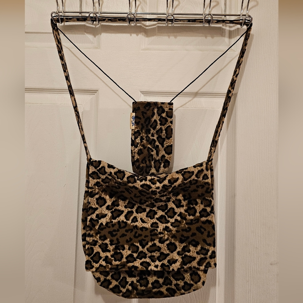 Leopard Print Messenger Crossbody Bag With Matching Smaller Bag